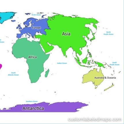 labeled-world-map-with-continents-colored